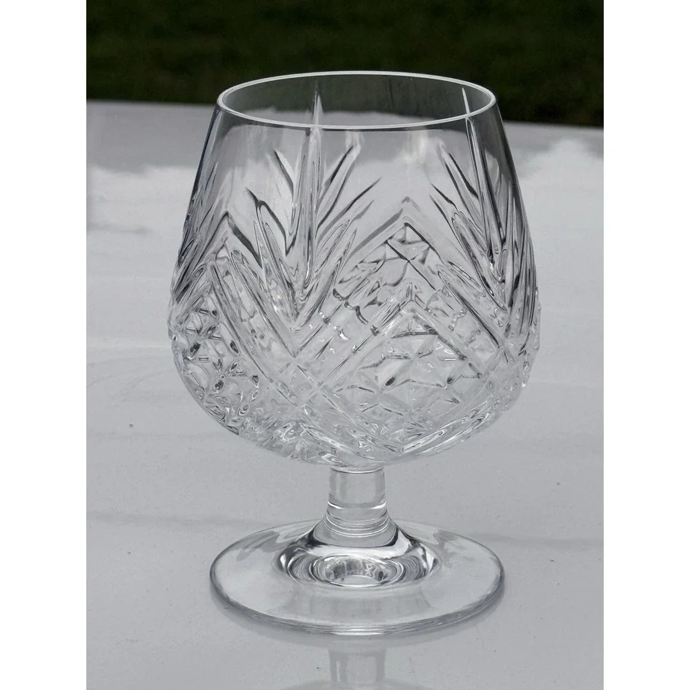 Vintage Deep‑Cut Lead Crystal Brandy Snifter Balloon Glass